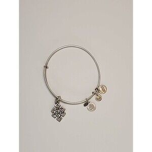 ALEX and ANI Endless Knot Silver Tone Charm Bangle Bracelet Made In USA
